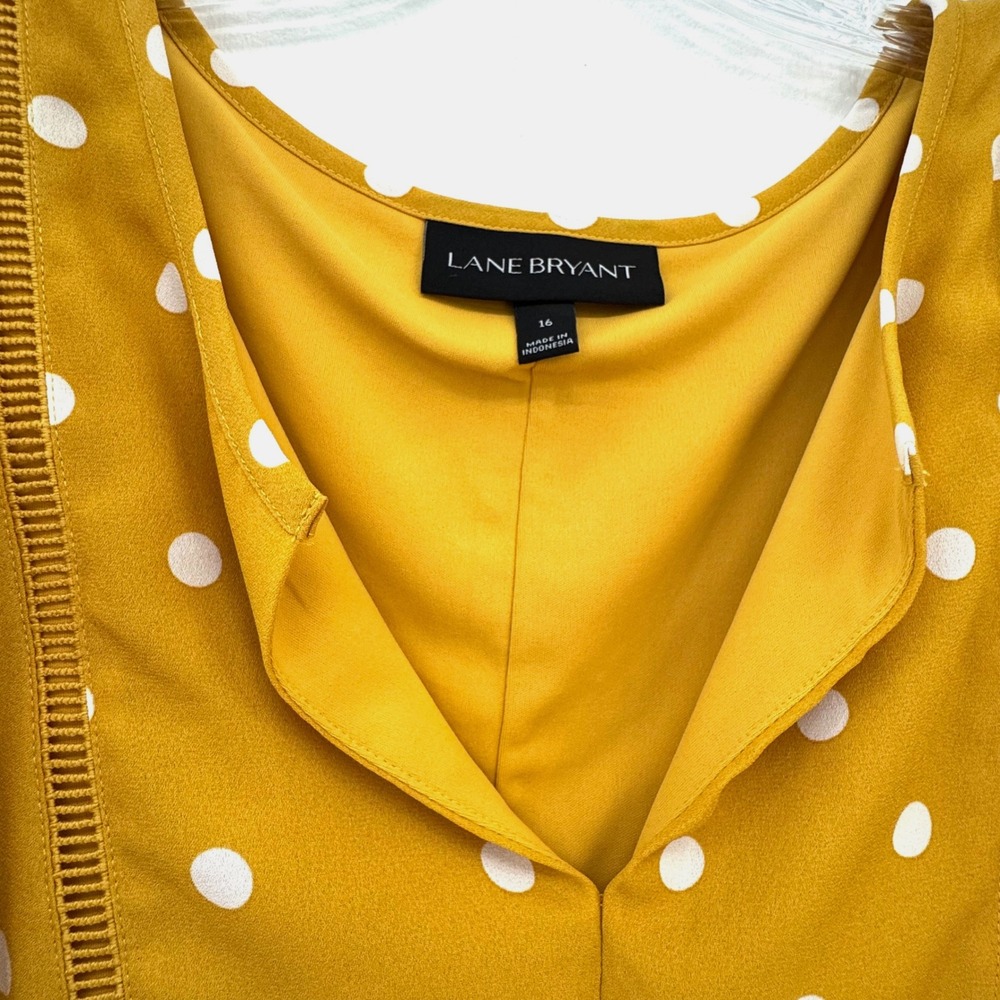 Lane Bryant Mustard Yellow Polka Dot Sleeveless Tunic - Picture 3 of 6